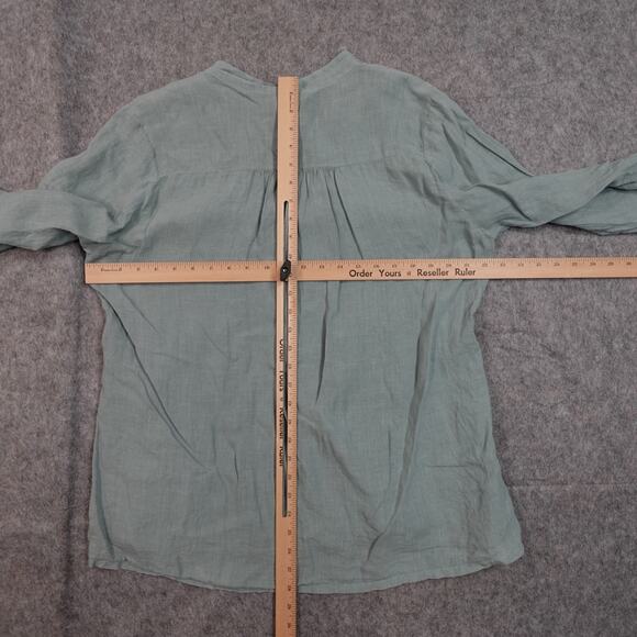 Match Point Top Womens Medium Linen USA Made Tunic Beachy Button Lagenlook - Picture 6 of 9